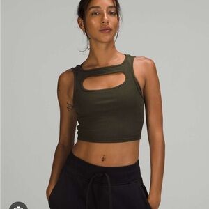 Lululemon Athletica Army Green Cutout Tank Top